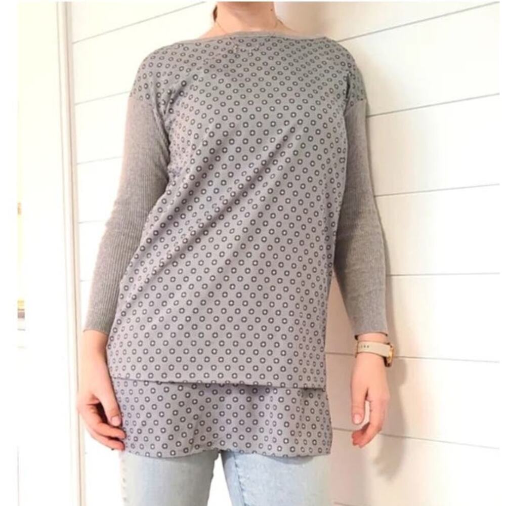 Lauren Ralph Lauren Women's Gray Mixed Fabric Lagenlook Tunic Size Medium